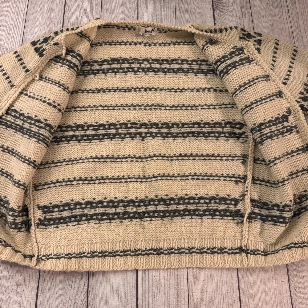 Vintage Pringle Of Scotland Women's L Shetland Wool Fair Isle Cardigan Sweater